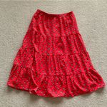 Ann Taylor  Tiered Full Body Maxi Skirt Size Medium Bright Red Pattern Like New Photo 5