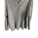 Absolutely Famous Plus Size 2X Ribbed V Neck Gray Sweater Winter Preppy Coquette Photo 2