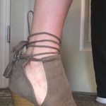 Qupid Taupe Lace-Up Heels Photo 0