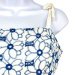 Miami Eyelet Blue White Floral Lace Tie-Strap Romper Size Medium Photo 3