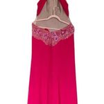 Jovani  Hot Pink Sequin Halter Evening Gown Formal Size 12 Leg Slit Sexy Prom Photo 1