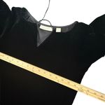 Kate Hill  Black Velvet Long Sleeve Top  Minimalist Tie Neck Size 2‎ P Silk Blend Photo 7