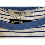 Umgee Cold Shoulder T-Shirt Size Small Blue White Striped Cotton Blend Womens Photo 5