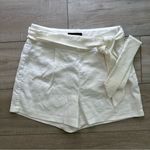 EXPRESS White Linen Blend Tie-Waist Shorts Photo 0