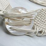 Womens Mother of Pearl Woven Macrame Tie Belt Small (S) ✨ White Photo 15