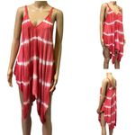 Tie Dye Pink White Boho Asymmetrical Tunic Handkerchief Hem Coverup Womens Small Photo 1