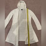 QUESTIONS Long Crochet Ribbed Knit Hooded Cardigan Size XL Photo 3