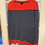 Nautica l Women's Large Navy & White Striped Boatneck Sweater Crewneck Colorblock Photo 7