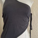 Edikted  Frankie Gray Asymmetrical One Shoulder Ruched Side Top Small Photo 4