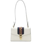 Gucci Large Sylvie 1969 Leather Handbag with Removable Strap White Photo 1