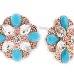 Charter Club  Gold-Tone Crystal China Blue Button Earrings NWT Photo 0