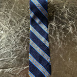 Brooks Brothers Vintage Silk Tie Blue And Gold Striped 58 inches Photo 4