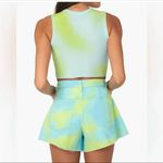 We Wore What NWT  Tie Dye Stretch Twill Denim Flare Bell Shorts Photo 1