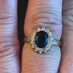 Blue sapphire Austrian crystal 18k gold plated ring Size 8 Photo 8
