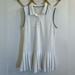 Tory Burch  Tory Sport Pleated piqué tennis dress white navy green Large Golf Photo 7