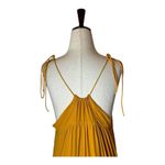 ZARA  Dress Women Small Mustard‎ Yellow V Neckline Strappy Shoulders Pleated Maxi Photo 5