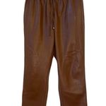 Marc New York Mark New York Cognac Brown Faux Leather Elastic Drawstring Crop Pants Sz S Photo 1