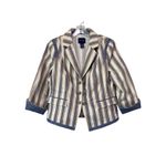 Doncaster Nautical Metallic Stripe Blazer Womens Size 14 Pockets Chain Buttons Academia Photo 2