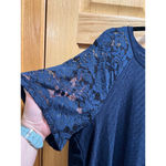 Bloomchic Women's 18/20 2X  Lace Short Sleeve Blouse - Navy Blue NWT Photo 1