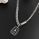Titanium Steel Good Luck Pendant Necklace for Men Women,Punk Hip Hop Necklace Silver Photo 2