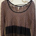 Free People  BROWN & BLACK LACE TOP SIZE SMALL LOTS OF STRETCH NYLON/POLY/SPANDEX Photo 2