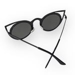 new Laser Cut Round Metal Mirror Lens Sunglasses ☀︎︎ Shiny Black / Silver Lens Photo 5