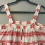 Loft  red white striped shimmer tiered peplum babydoll tank top size medium Photo 12