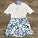 Tommy Bahama Golf 1/4 Zip Polo And Skirt Skort Set Size Small Floral White Blue Photo 0
