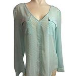 Candie's  Teal Sheer V-Neck Blouse Size L Photo 0