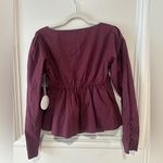 STAUD  Peggy Babydoll Blouse Plum Purple Square Neck XS NWT Empire Sleeve Top Photo 4