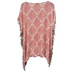 Chico's  Poncho Kimono Top Size L/XL Colorful Boho Artsy‎ Tassel Cover Up Photo 1