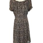 Merona  Black Tan Beige Animal Print Midi Dress L Photo 4