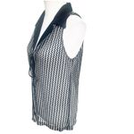 New Ruby Y2K Tie Front Open Vest Size Large Textured Sheer Pattern Black White Photo 2