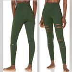 Alo Yoga  High Waist Ripped Warrior Legging Hunter Green Pants Photo 1