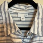 J. Jill Button Down Blouse Shirt Long Sleeve Blue White Stripe 100% Cotton Large Photo 3