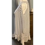 Democracy Ivory Tunic 3/4 Sleeve Blue Stripes Lace Hem, XL Photo 4