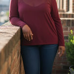 Eloquii  Deep Red Long Sleeve Top Photo 0