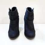 JustFab 6 Branlee Boot Black Vegan Suede Ankle Bootie Shootie Block Heel Buckles Photo 4