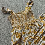Yellow Paisley Wide Leg Cropped Jumpsuit with Pockets Size M Photo 2