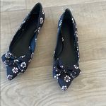 Tory Burch  Rosalind Satin Ballet Flat In Black Stamped Floral Size 8 Photo 2