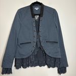 Sundance  Embroidered Ruffle Trim Jacket Faux Button Front S Collar Women's Small Photo 0