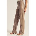 Abercrombie & Fitch Ultra High Rise 90s Vegan Leather Straight Pants 36 L NWT Photo 2