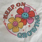 Reusable Canvas Tote Bag Keep On Growing Flower Smiley Face Shopper Y2K Retro Tan Photo 3