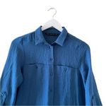 ZARA  Basic Womens Blue Long Sleeves Waist Cord Viscose Shirt Dress SZ XS # 1169 Photo 2