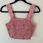 House of Harlow  1960 Smocked Tie Back Crop Top Pink Paisley Floral Medium NWOT Photo 0