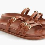 J.Crew  Three-strap slide sandals in Brown Croc Photo 0