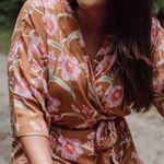 Roxy NWT  Privy Places Kimono Wrap Dress‎ Brown S Photo 4