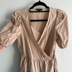 J.Crew  Puff Sleeve Cotton Poplin Wrap Dress Beige Ruffle Preppy Romanti… Photo 2