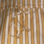 Drew Dress M Mustard Yellow Cream Striped Drawstring Waist Raw Hem Photo 5