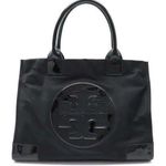 Tory Burch  Ella Basic Nylon Patent Leather Tote Bag Large Logo Black Photo 0